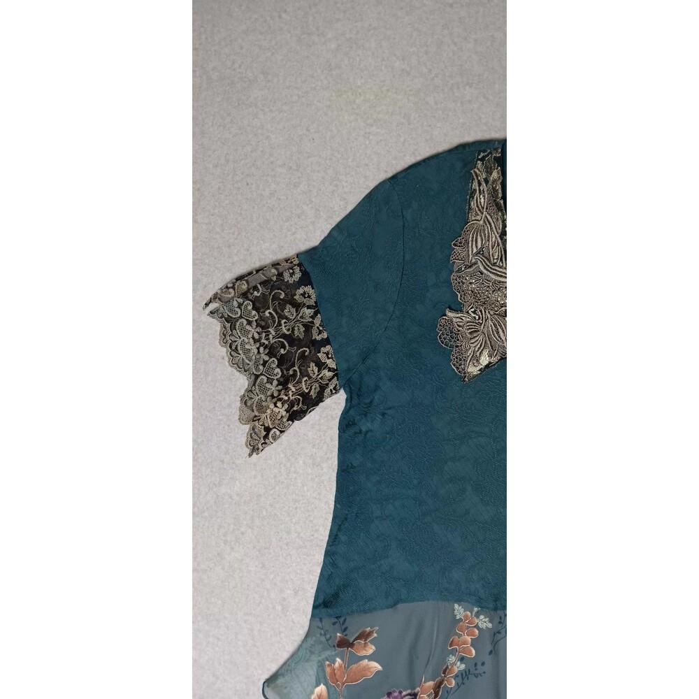 Vintage Y2K Spencer Alexis Tunic Top Womens Size 4 Multicolor Textured Dark... - Picture 9 of 13